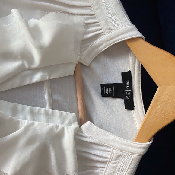 White House Black market, white tank top with ruffle detailing. - Picture 3 of 8